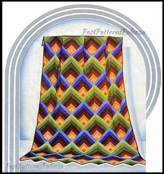 Vintage Crochet Pattern Pretty Pyramid Afghan PDF Instant Digital Download Retro 1931 Log Cabin Diamonds Throw  Blanket 10 Ply