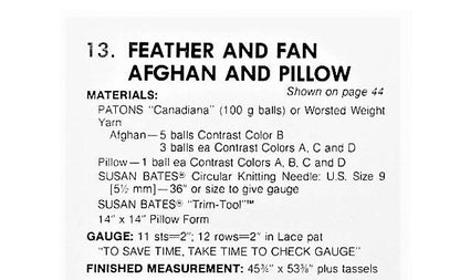Vintage Knitting Pattern Feather and Fan Afghan & Pillow Set PDF Instant Digital Download Beautiful Soft Ripple Waves Blanket 10 Ply