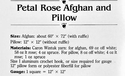 Vintage Crochet Pattern Ruffles Roses Granny Square Afghan & Pillow Set PDF Instant Digital Download Petal Rose Flowers Blanket 60x72 10 Ply