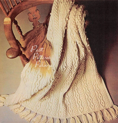 Vintage Crochet Pattern Irish Aran Afghan PDF Instant Digital Download Pretty Blanket 4 Different Stitch Patterns 10 Ply