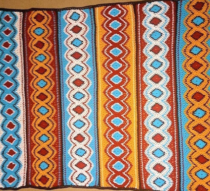 Vintage Crochet Navajo Afghan Pattern PDF Instant Digital Download Southwestern Aztec Mosaic Diamonds Design 45x64 10 Ply
