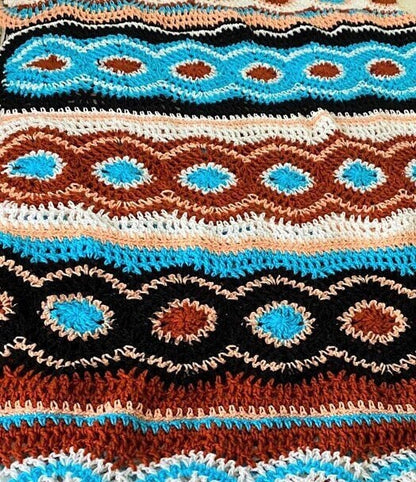 Vintage Crochet Navajo Afghan Pattern PDF Instant Digital Download Southwestern Aztec Mosaic Diamonds Design 45x64 10 Ply