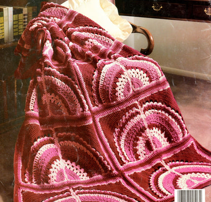Vintage Crochet Sunrise Sunset Fan Afghan Pattern PDF Instant Digital Download Antique Half Circle Fans Motif Afghan 47x62