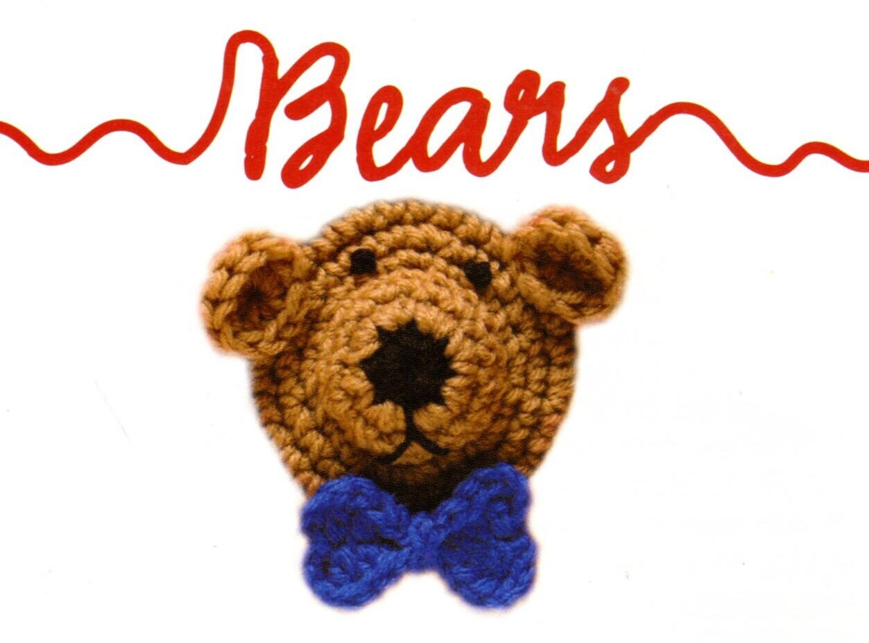 Vintage Crochet Pattern Teddy Bear Faces Motifs Afghan PDF Instant Digital Download Bears & Dots Throw Blanket 43x60 10 Ply