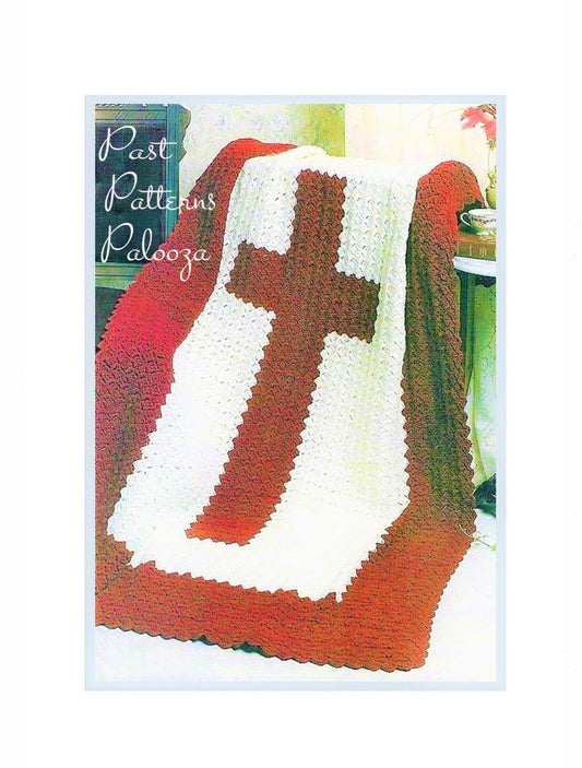 Vintage Crochet Pattern Holy Cross Afghan PDF Instant Digital Download Religious Comfort Sympathy Prayer Blanket 10 Ply