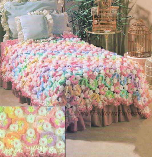 Vintage Crochet Pattern Rainbow Butterflies and Blooms Afghan PDF Instant Digital Download Retro Floral Butterfly Garden Bedspread Blanket