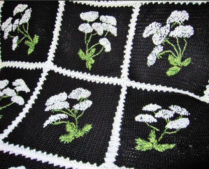 Vintage Crochet Pattern Queen Annes Lace Flower Afghan Pillow Set PDF Instant Digital Download French Knots Wildflower Squares 10 Ply