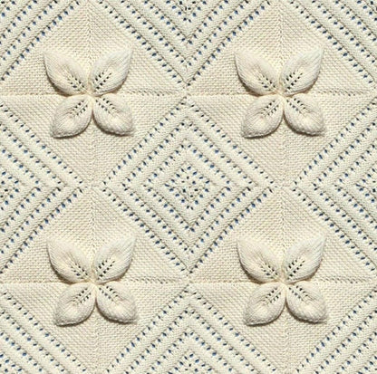 Vintage Knitting Pattern Raised Apricot Leaf Blanket Counterpane Afghan Bedspread Throw Cushion Set PDF Instant Digital Download Any Size