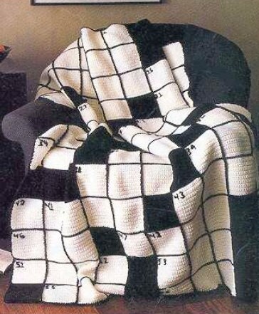 Vintage Crochet Pattern Crossword Puzzle Afghan PDF Instant Digital Download Fun Puzzle Lovers Throw Blanket Square Motifs Easy Beginners
