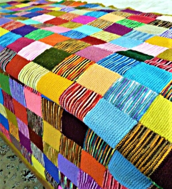 Vintage Knitting Pattern Large Patchwork Squares Sampler Afghan Blanket and Cushion PDF Instant Digital Download DK 8 Ply