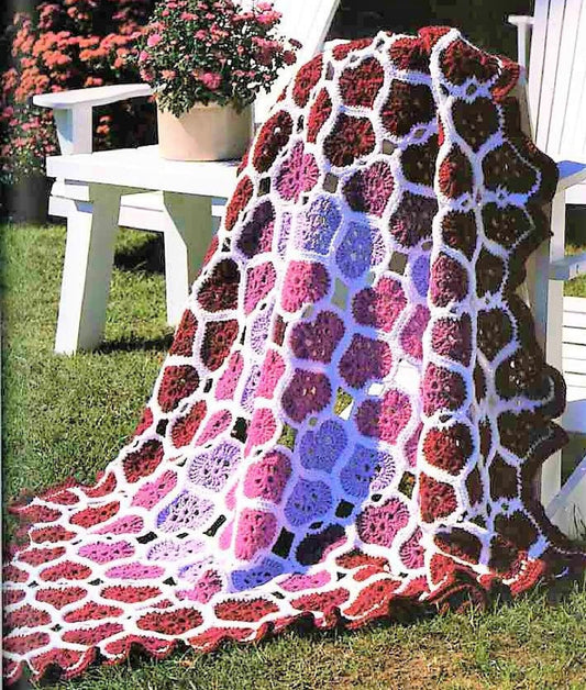 Vintage Crochet Pattern Interlocking Hearts Afghan PDF Instant Digital Download Linked Valentines Hearts Throw Blanket 54x60 Chunky 12 Ply