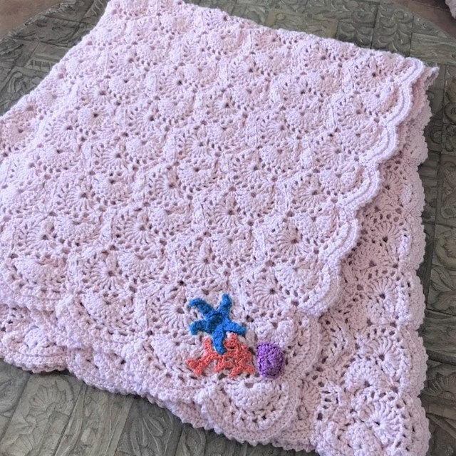 Vintage Crochet Pattern Swirling Wavy Shells Wave Afghan PDF Instant Digital Lacy Throw Blanket 49x53 10 Ply