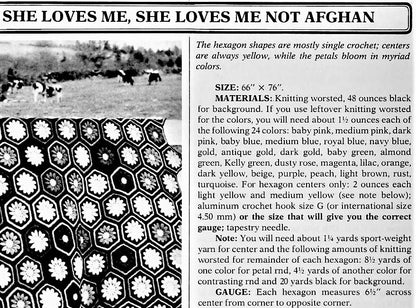Vintage Crochet Pattern Daisy Flower Hexagon Afghan She Loves Me She Loves Me Not c. 1978 PDF Instant Digital Download Granny Square 10 Ply