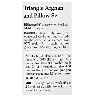 Vintage Crochet Pattern Striped Triangles Square Afghan Blanket and Pillow Set PDF Instant Digital Download 54" 10 Ply