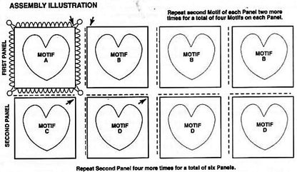 Vintage Crochet Pattern Puff Heart Squares Afghan PDF Instant Digital Download Chains & Ruffles Romantic Throw Blanket Variegated 10 Ply