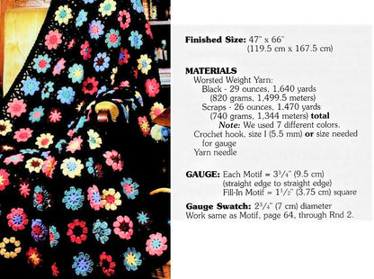 Vintage Crochet Pattern Mixed Granny Flower Squares Afghan PDF Instant Digital Download Pretty Floral Motif Scrap Yarn Blanket 10 Ply