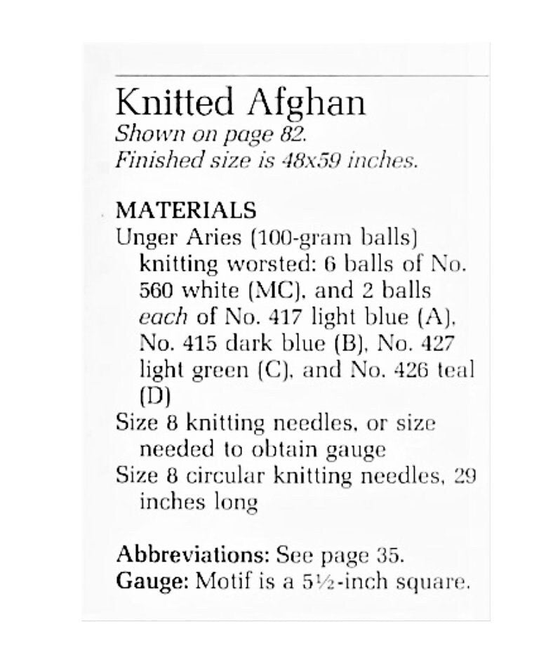 Vintage Knitting Pattern Raised Leaf Squares Motif Afghan PDF Instant Digital Download Pretty Cosy Throw Blanket 48x59 10 Ply