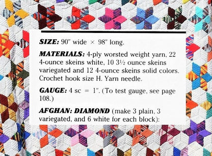 Vintage Crochet Pattern Star Quilt Patchwork Bedspread Afghan PDF Instant Digital Download Beautiful Diamond Hexagon Bed Cover 10 Ply