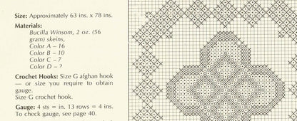 Vintage Crochet Navajo Afghan Pattern PDF Instant Digital Download Embroidered Diamonds Crosses Design Tunisian Stitch 63x78 10 Ply