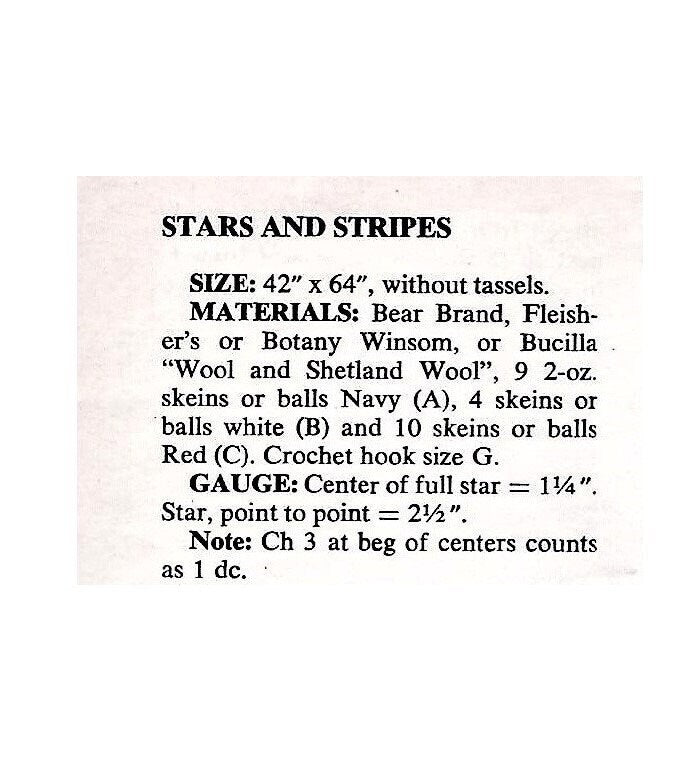 Vintage Crochet Pattern Patriotic Stars and Stripes Afghan PDF Instant Digital Download Red White Blue Americana 4th of July Throw Blanket