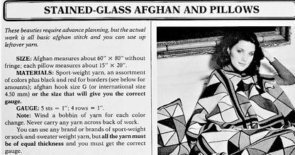 Vintage Crochet Pattern Stained Glass Window Afghan & Pillow Set  PDF Instant Digital Download Geometric Block Blanket Tunisian Stitch 5 Ply