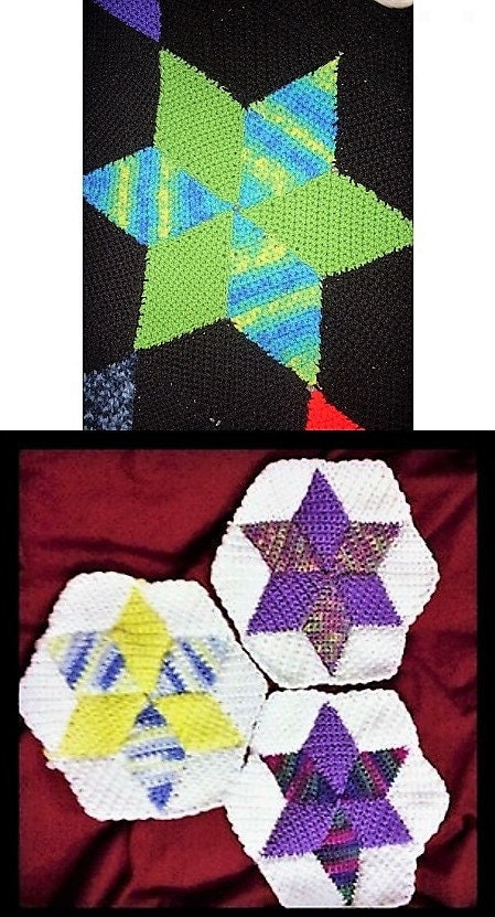 Vintage Crochet Pattern Star Quilt Patchwork Bedspread Afghan PDF Instant Digital Download Beautiful Diamond Hexagon Bed Cover 10 Ply