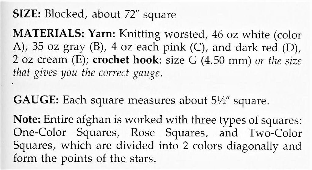Vintage Crochet Pattern Texas Star Quilt and Rose Granny Square Afghan PDF Instant Digital Download Square Blanket 72x72" 10 Ply