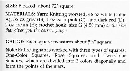 Vintage Crochet Pattern Texas Star Quilt and Rose Granny Square Afghan PDF Instant Digital Download Square Blanket 72x72" 10 Ply