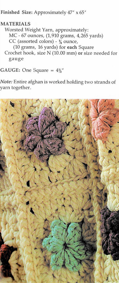 Vintage Crochet Pattern Floral Patchwork Petals Granny Squares Afghan PDF Instant Digital Download Throw Blanket 47x65 10 Ply