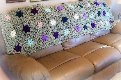 Vintage Crochet Pattern Floral Patchwork Petals Granny Squares Afghan PDF Instant Digital Download Throw Blanket 47x65 10 Ply