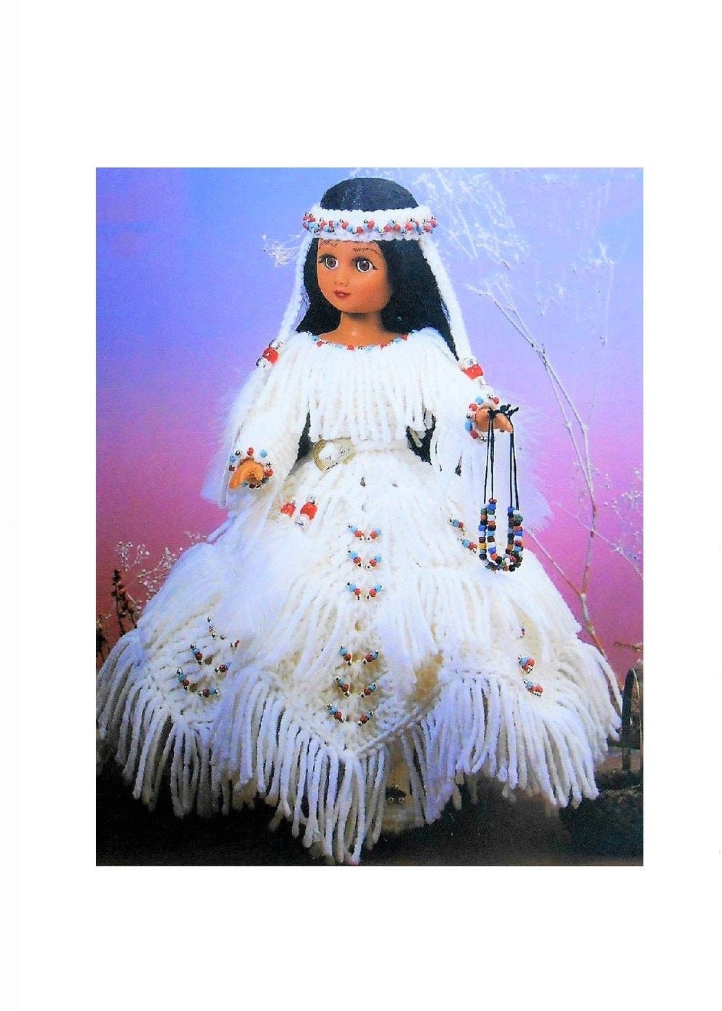 Vintage Crochet Pattern Indian Princess Bride Dress Outfit for 14" 15" Dolls PDF Instant Digital Download Beaded Wedding Gown 10 Ply