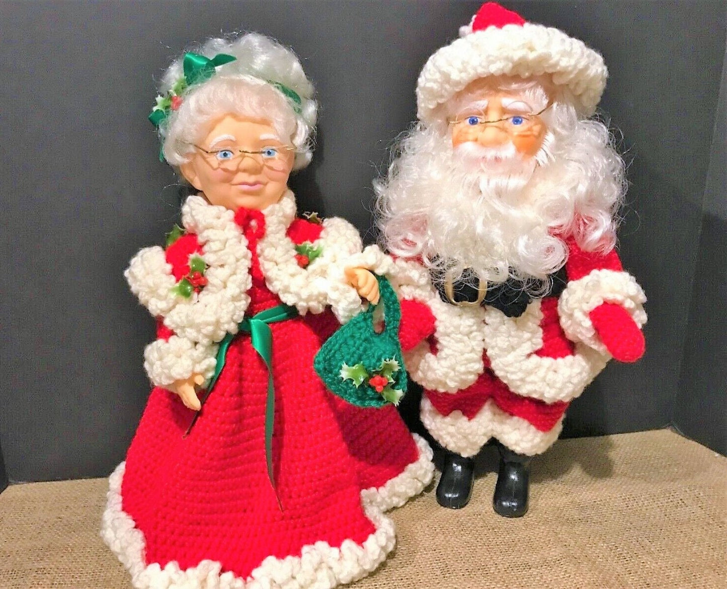 Vintage Crochet Pattern Classic Santa & Mrs Claus Christmas Doll Outfits for 13" 14" Craft Dolls PDF Instant Digital Download 10 Ply