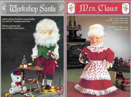 Vintage Sewing Patterns 13" Old World Santa Claus Doll & Mrs Claus Doll Christmas Clothing Outfits PDF Instant Digital Download 6 Designs