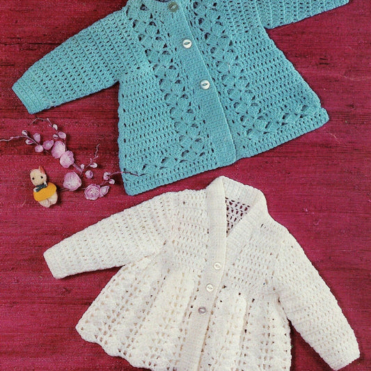 Vintage Crochet Pattern Baby Girl Lace Cardigan Matinee Coats Jackets PDF Instant Digital Download 6-12 m DK 8 Ply