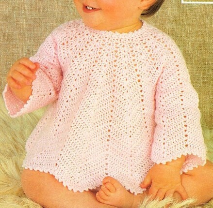 Vintage Crochet Pattern Baby Girl Lacy Angel Tops Dresses PDF Instant Digital Download 6-9m 3 Ply