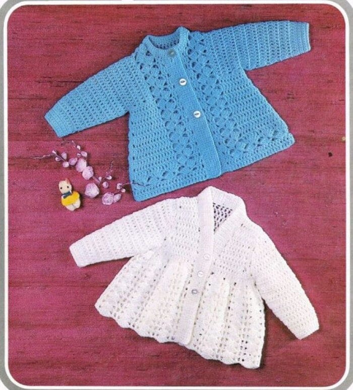 Vintage Crochet Pattern Baby Girl Lace Cardigan Matinee Coats Jackets PDF Instant Digital Download 6-12 m DK 8 Ply