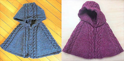 Vintage Knitting Pattern Baby Girl Toddler Cable Poncho Hooded Cape PDF Instant Digital Download 6m-2 years Garter Stitch 12 Ply