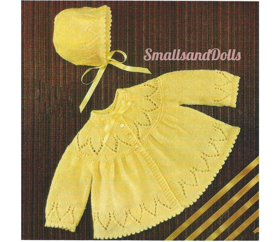Vintage Knitting Pattern Pretty Baby Girl Matinee Coat and Bonnet Set PDF Instant Digital Download 0-12m 4 Ply Quickerknit