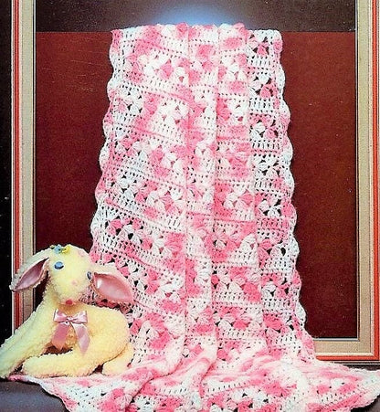 Vintage Crochet Pattern Lacy Baby Girl Flowers Afghan Blanket PDF Instant Digital Download Variegated Yarn Lapghan 10 Ply 37x50 1970s