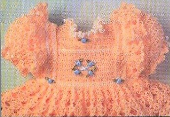 Vintage Crochet Pattern Baby Girl Lacy Pineapple Party Dress and Bib Set PDF Instant Digital Download 6-12m 3 Ply 4 Ply