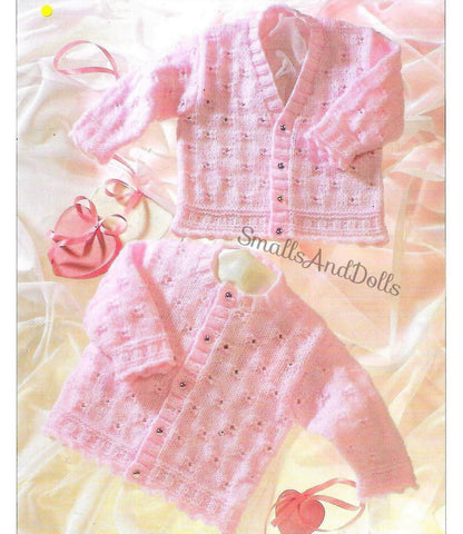 Vintage Knitting Pattern Baby Girls Pretty Eyelet Cardigan Sweaters PDF Instant Digital Download 0-6 yrs DK 8 Ply