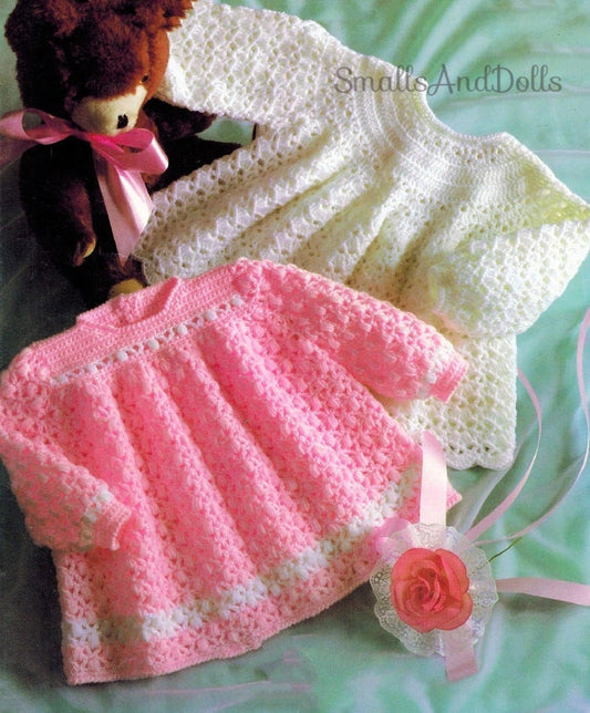 Vintage Crochet Pattern Baby Girl Lacy Angel Tops PDF Instant Digital Download  Two Designs 0-18m 4 Ply