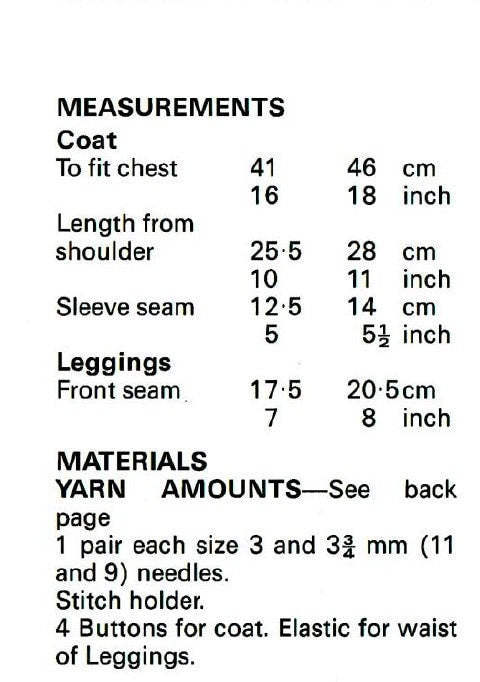 Vintage Knitting Pattern Baby Girl 4 Pc Coat Leggings Hat Mitts Set PDF Instant Digital Download 6-18m DK 8 Ply