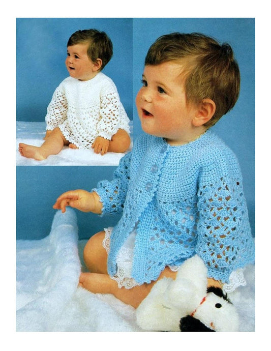 Vintage Crochet Pattern Baby Girl Lacy Picot Edge Matinee Coat & Angel Top PDF Instant Digital Download Jumper Jacket 0-9 m 4 Ply