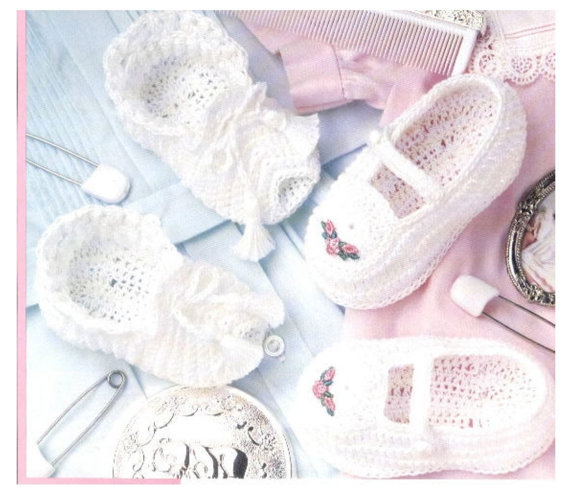 Vintage Crochet Pattern Cute Open Toe Baby Girl Booties & Mary Jane Shoes PDF Instant Digital Download Cotton Thread Bootees 5 Ply