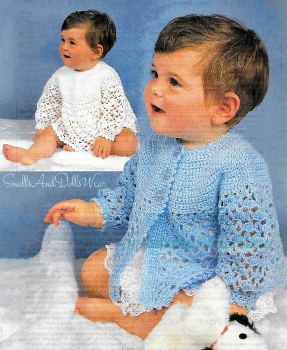 Vintage Crochet Pattern Baby Girl Lacy Picot Edge Matinee Coat & Angel Top PDF Instant Digital Download Jumper Jacket 0-9 m 4 Ply
