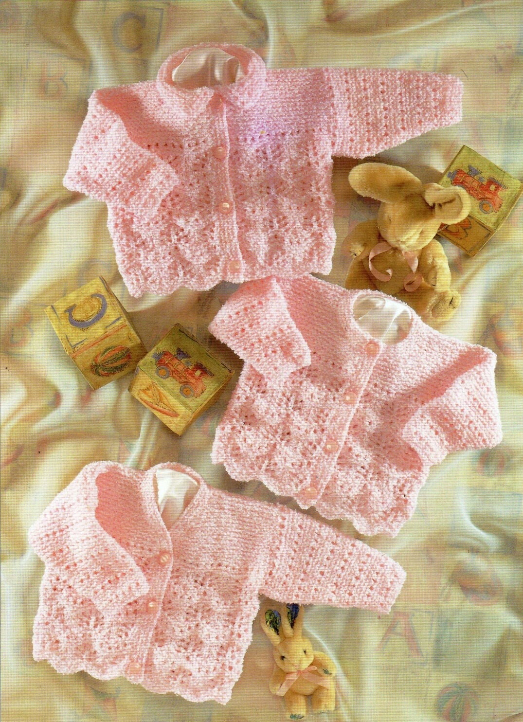 Vintage Knitting Pattern Baby Girls Scallop Edge Lacy Cardigan Sweaters PDF Instant Digital Download 3 Styles 0-6 yrs DK 8 Ply