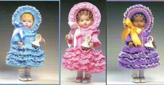 Vintage Knitting Pattern 18" Victorian Baby Girl Doll Ruffled Frilly Dress Bonnet Outfit PDF Instant Digital Download Old Fashioned DK 8 Ply