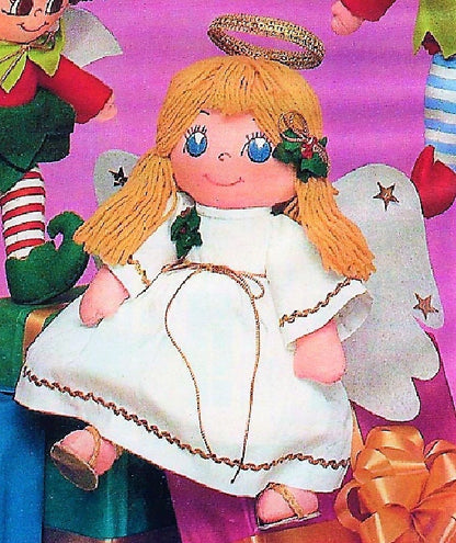 Vintage Sewing Pattern 13" Soft Fabric Christmas Fairy Elves & Angel Dolls PDF Instant Digital Download Stuffed Sewn Holiday Toys