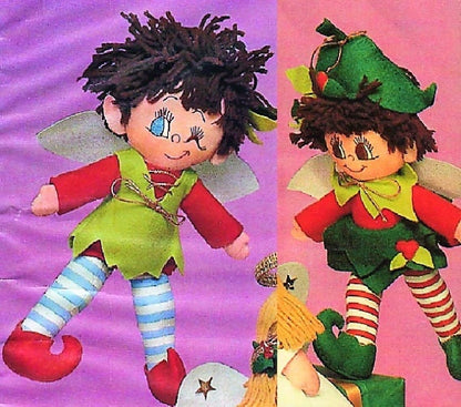 Vintage Sewing Pattern 13" Soft Fabric Christmas Fairy Elves & Angel Dolls PDF Instant Digital Download Stuffed Sewn Holiday Toys